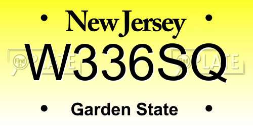W336SQ New Jersey License Plate