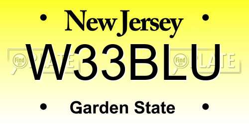 W33BLU New Jersey License Plate