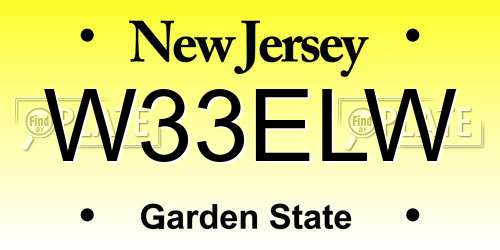 W33ELW New Jersey License Plate
