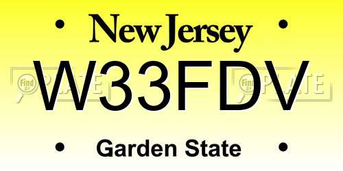 W33FDV New Jersey License Plate