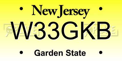 W33GKB New Jersey License Plate