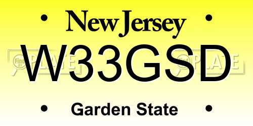 W33GSD New Jersey License Plate