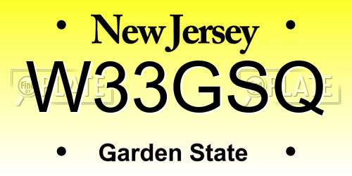 W33GSQ New Jersey License Plate