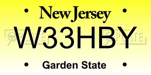 W33HBY New Jersey License Plate