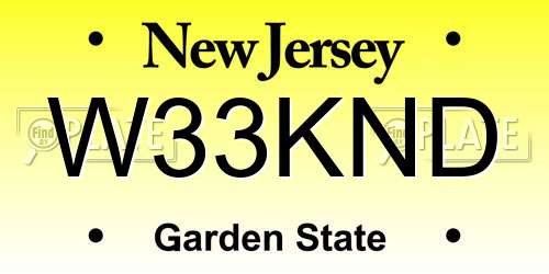 W33KND New Jersey License Plate