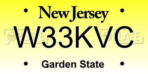 W33KVC New Jersey License Plate