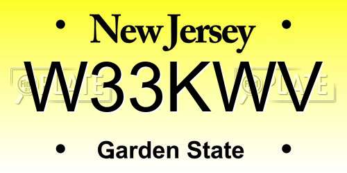 W33KWV New Jersey License Plate