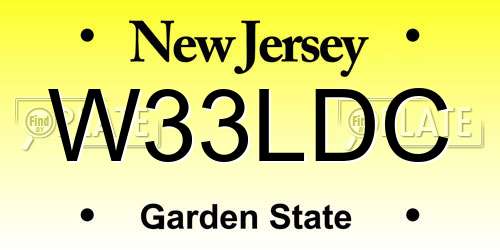 W33LDC New Jersey License Plate