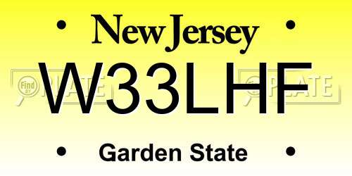 W33LHF New Jersey License Plate