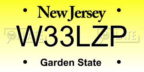 W33LZP New Jersey License Plate