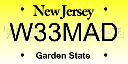 W33MAD New Jersey License Plate
