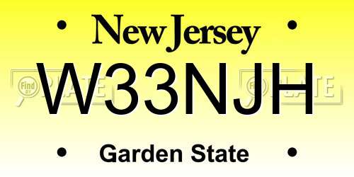 W33NJH New Jersey License Plate