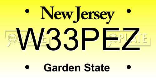 W33PEZ New Jersey License Plate