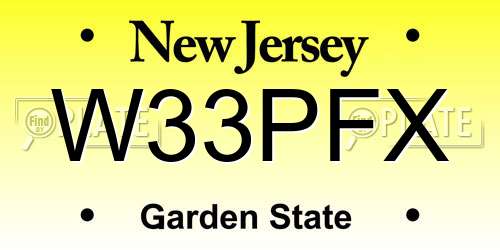 W33PFX New Jersey License Plate