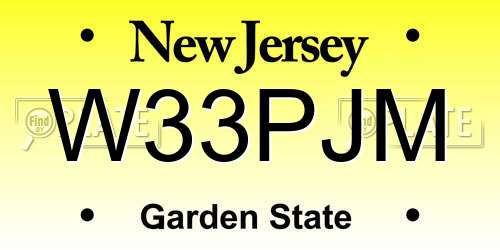 W33PJM New Jersey License Plate