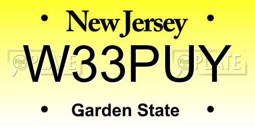 W33PUY New Jersey License Plate