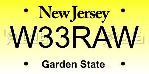 W33RAW New Jersey License Plate