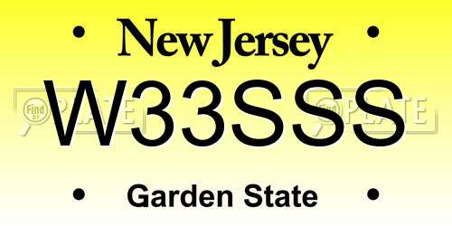 W33SSS New Jersey License Plate