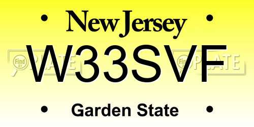 W33SVF New Jersey License Plate