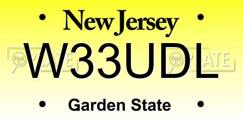 W33UDL New Jersey License Plate