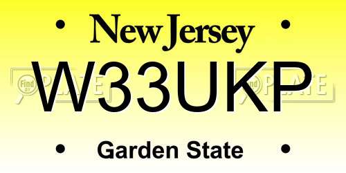 W33UKP New Jersey License Plate