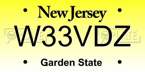 W33VDZ New Jersey License Plate
