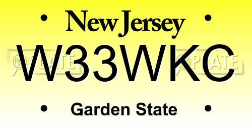 W33WKC New Jersey License Plate