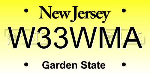 W33WMA New Jersey License Plate