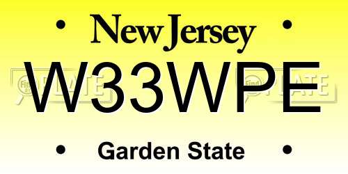 W33WPE New Jersey License Plate