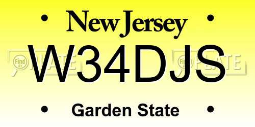 W34DJS New Jersey License Plate
