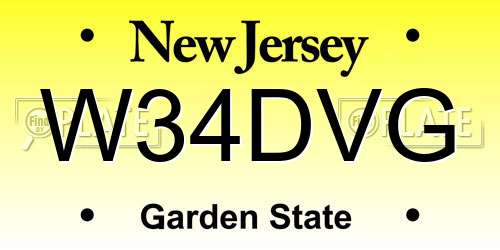 W34DVG New Jersey License Plate