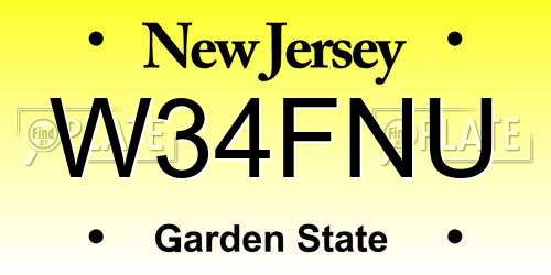 W34FNU New Jersey License Plate