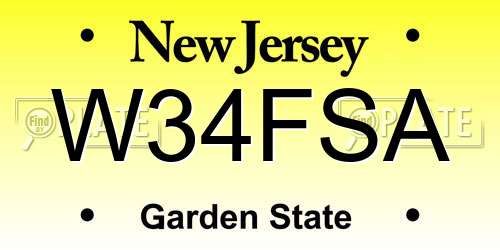 W34FSA New Jersey License Plate