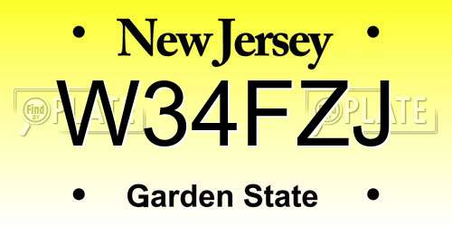 W34FZJ New Jersey License Plate