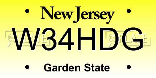 W34HDG New Jersey License Plate
