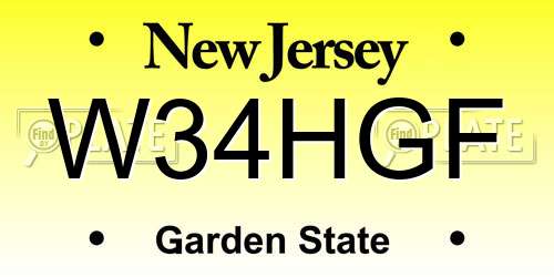 W34HGF New Jersey License Plate