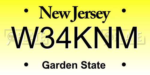 W34KNM New Jersey License Plate
