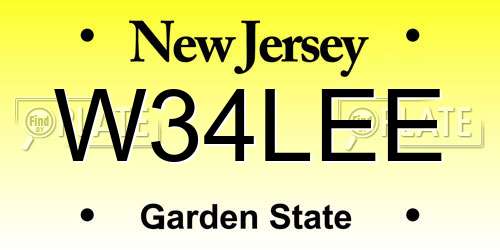W34LEE New Jersey License Plate