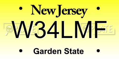W34LMF New Jersey License Plate