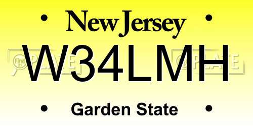 W34LMH New Jersey License Plate