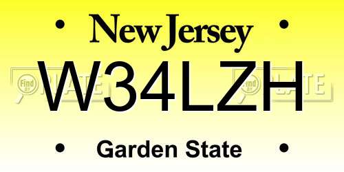 W34LZH New Jersey License Plate