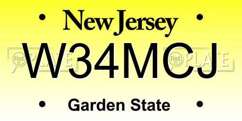 W34MCJ New Jersey License Plate