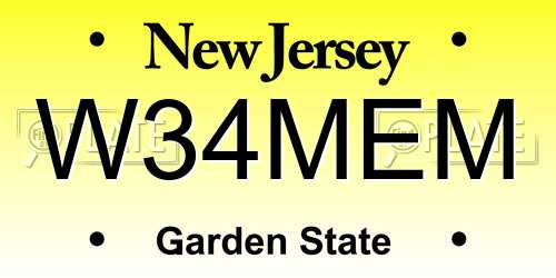 W34MEM New Jersey License Plate