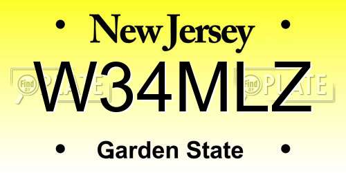 W34MLZ New Jersey License Plate