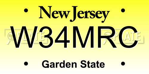 W34MRC New Jersey License Plate