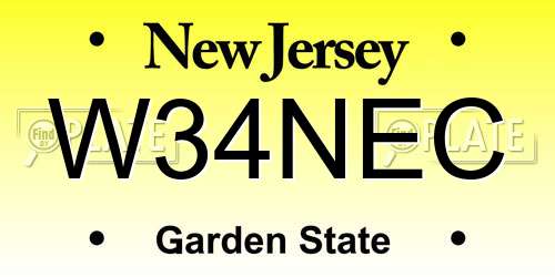 W34NEC New Jersey License Plate