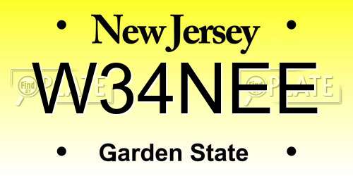W34NEE New Jersey License Plate