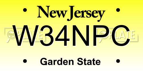 W34NPC New Jersey License Plate