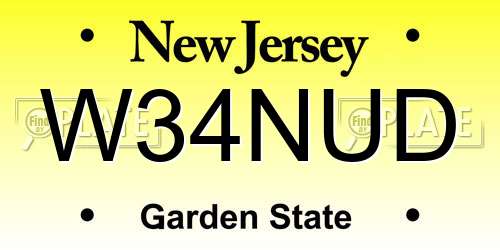W34NUD New Jersey License Plate