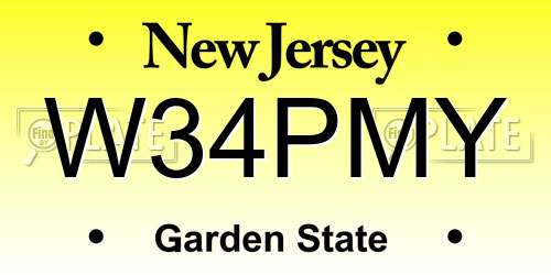 W34PMY New Jersey License Plate
